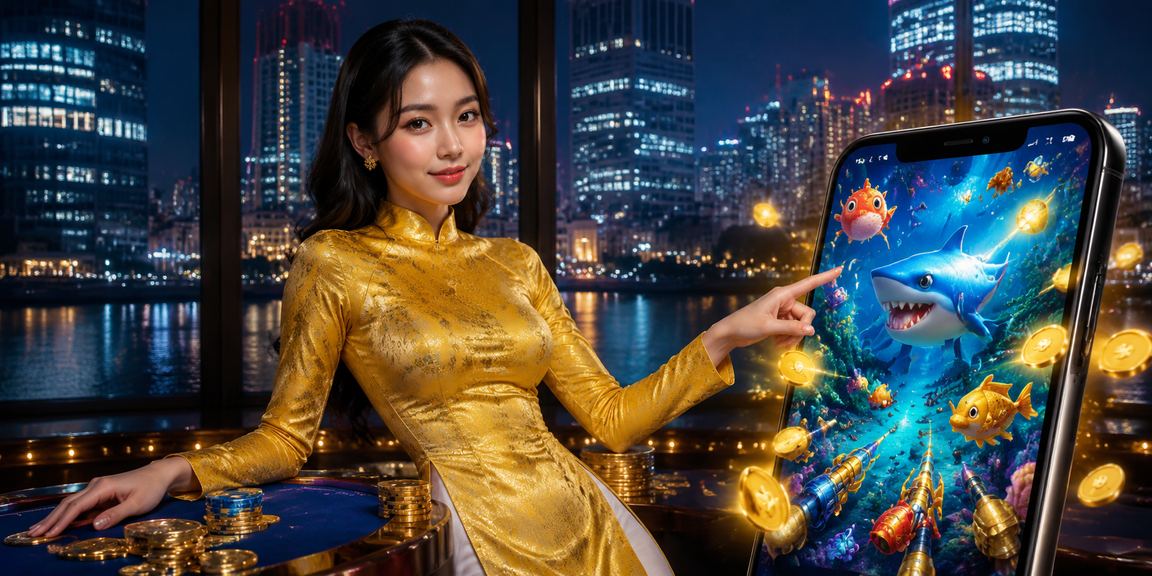 Người dùng Hà Nội chơi bắn cá trong trang phục áo dài truyền thống